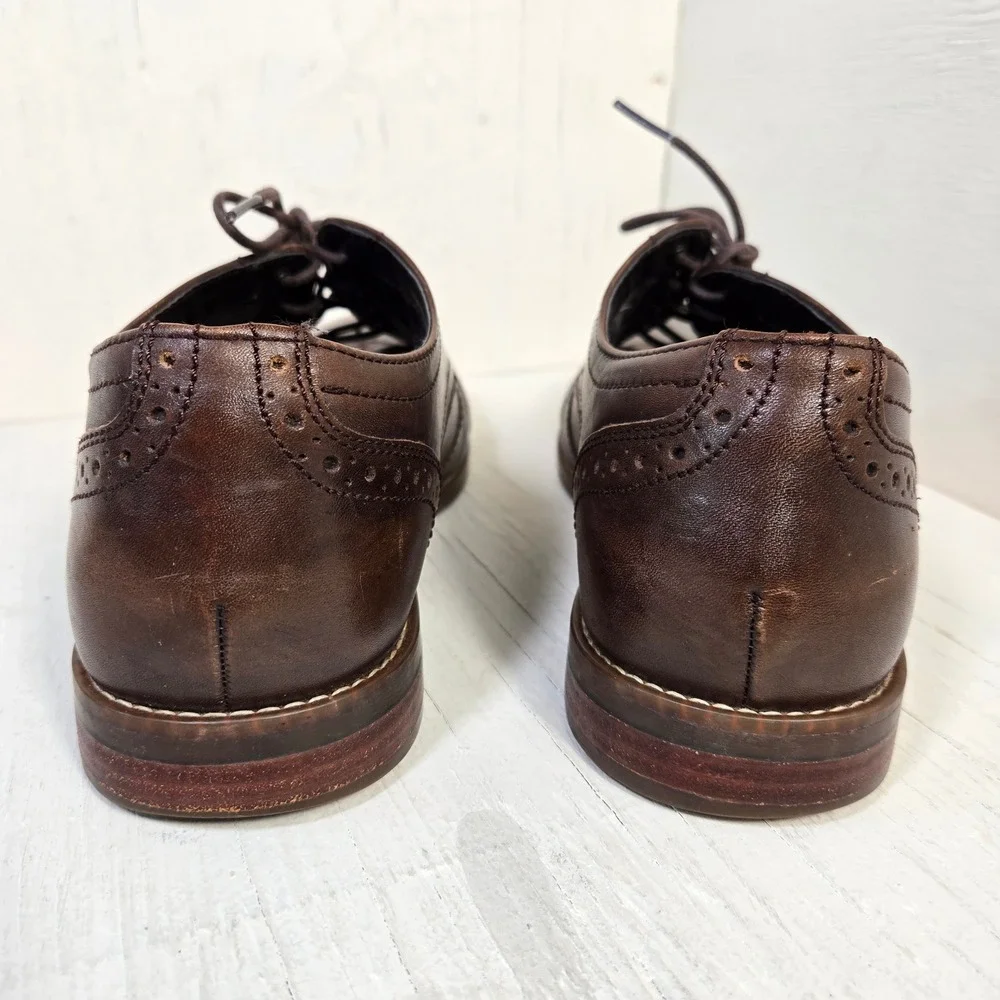 Rockport Walkability Mens Brown Leather Cap Toe Brogue Oxford Dress Shoes Size 8